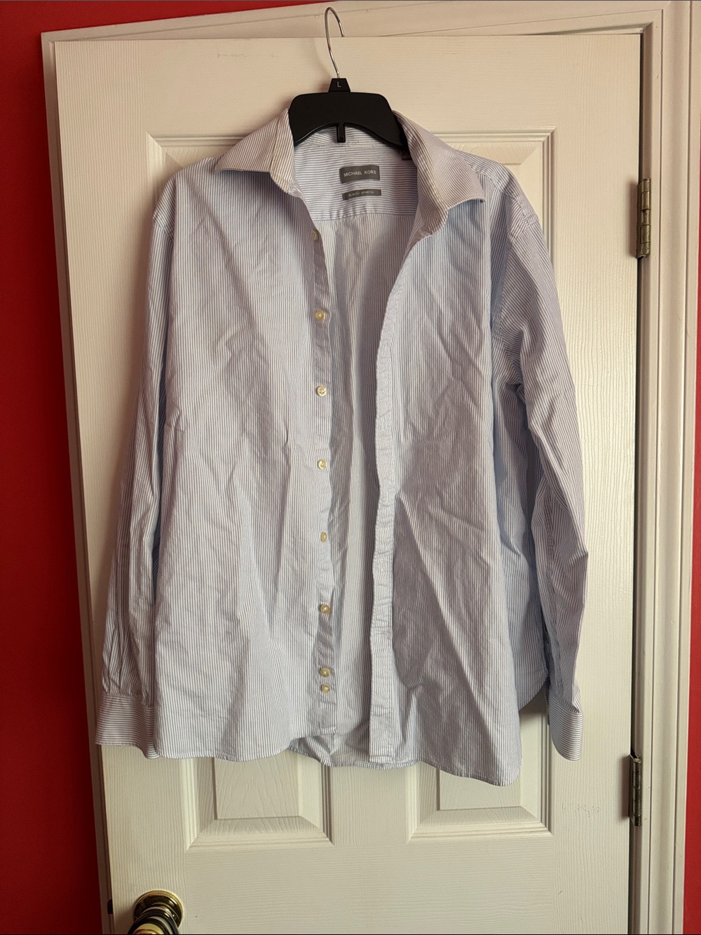 Michael Kors Men’s Light Blue Pinstripe Dress Shirt